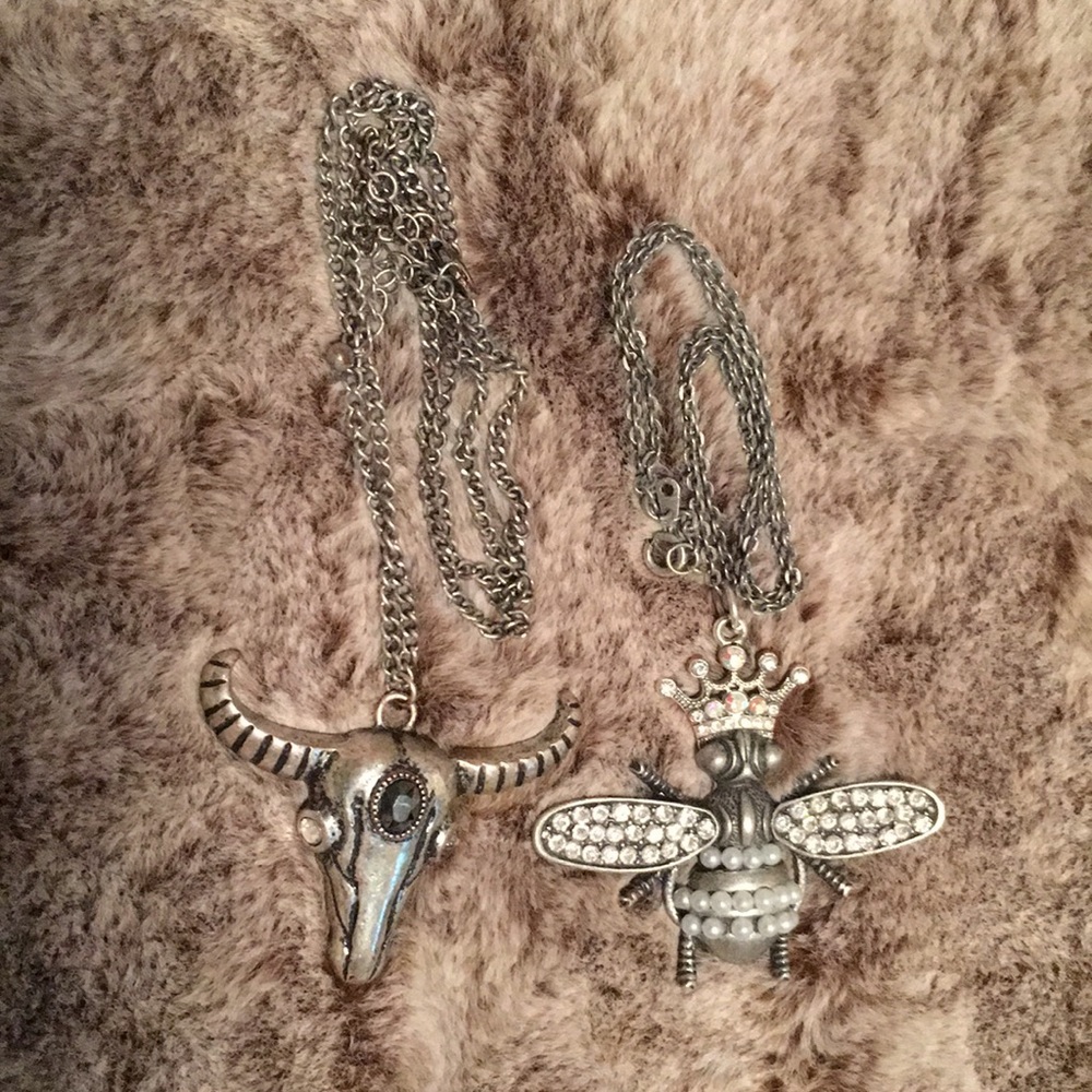 Cow Skull And Queen Bee Necklaces